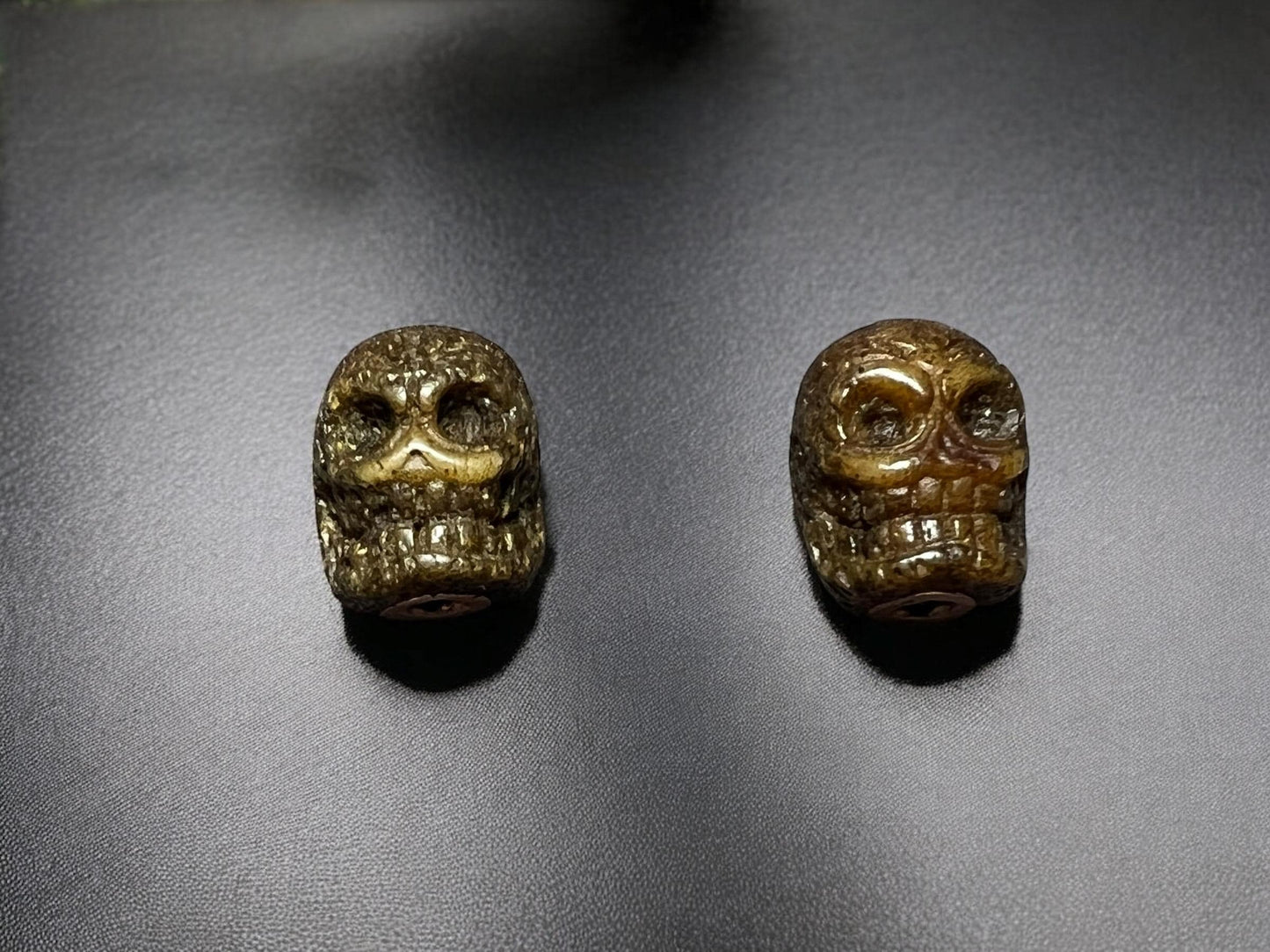 2 Pics Hand-Carved Yak Bone Skull Bead | Tibetan Buddhist Mala Bead | Ethically Sourced Bone Bead | Large Spacer Bead for Jewelry Making