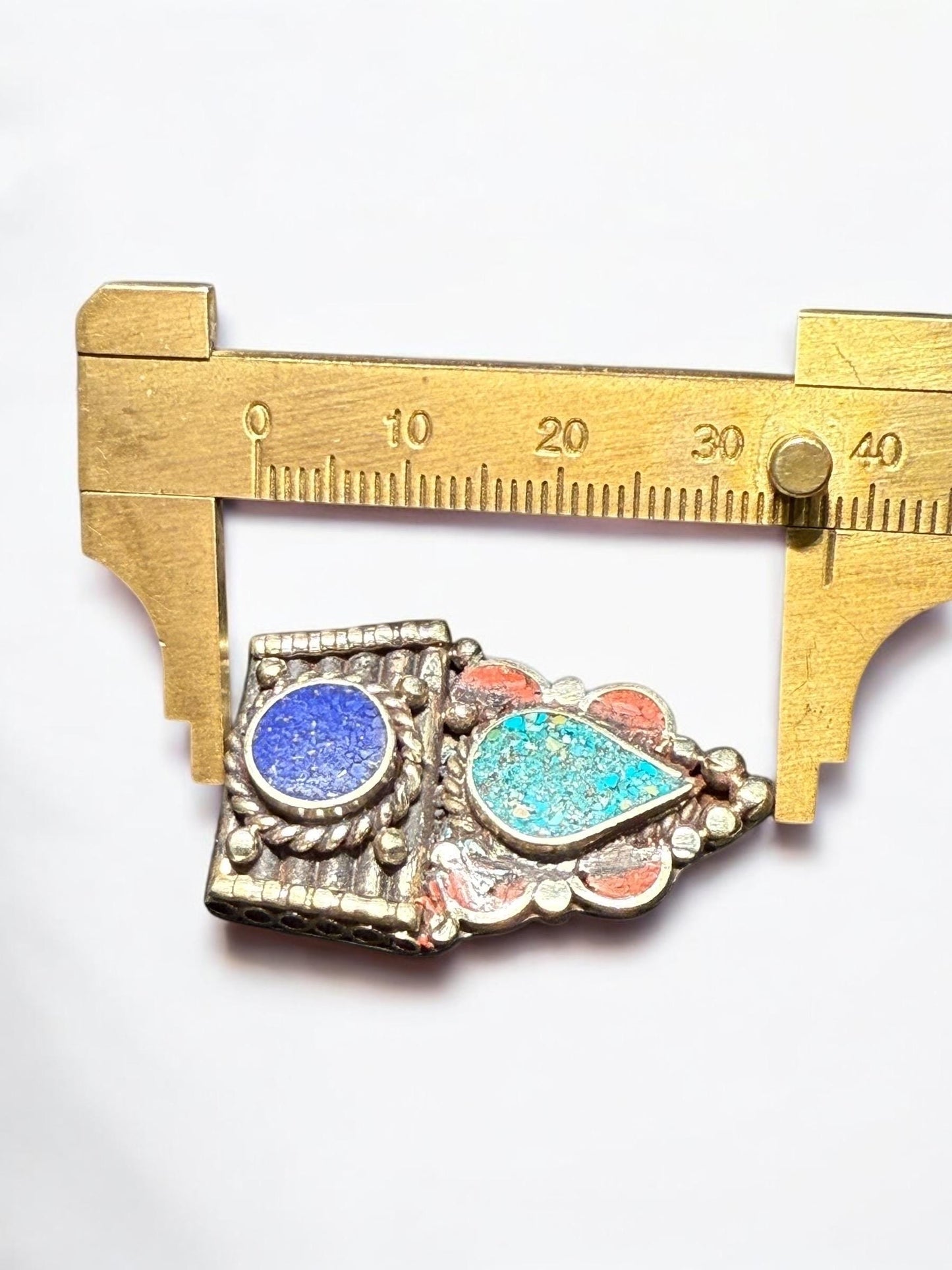 Handcrafted Tibetan Pendant with Amber, Red Coral & Lapis Lazuli – Himalayan Ethnic Jewelry