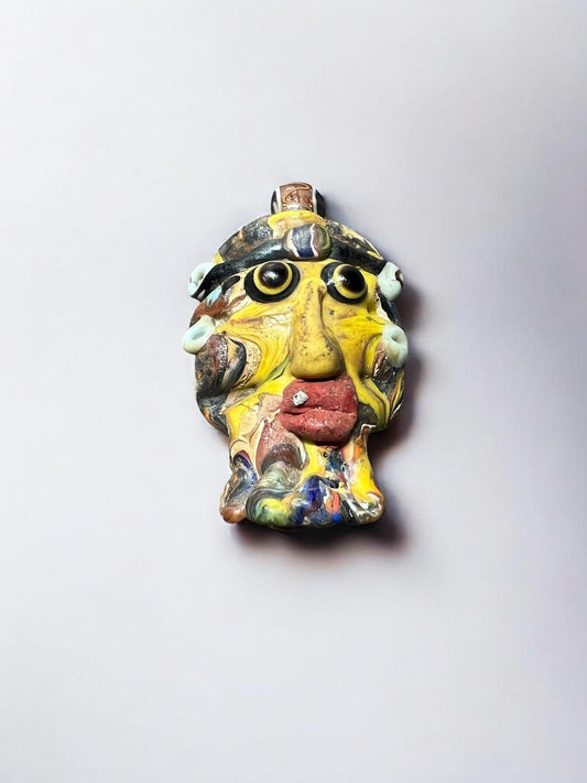 Antique Phoenician Mosaic Glass Face Pendant – Handmade Historical Jewelry