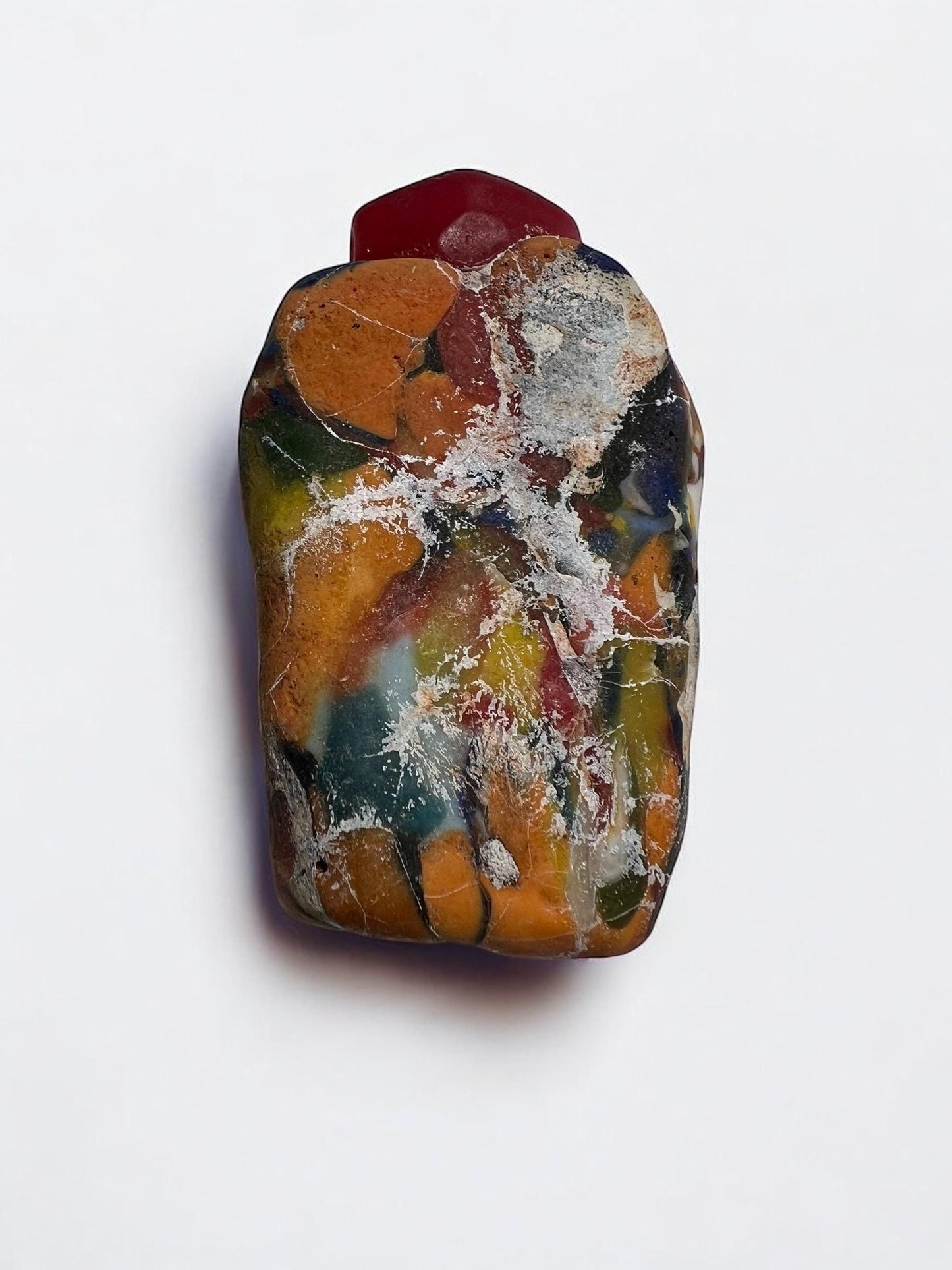 Antique Phoenician Mosaic Glass Face Pendant – Handmade Historical Jewelry