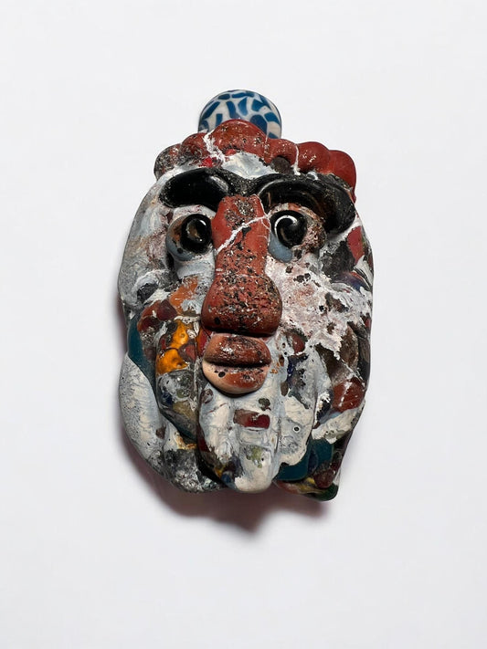 Antique Phoenician Mosaic Glass Face Pendant – Handmade Historical Jewelry