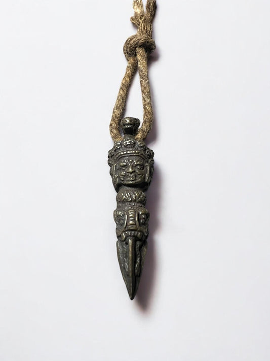 Mini Brass Vajra Phurba Pendant: Tibetan Buddhist Amulet