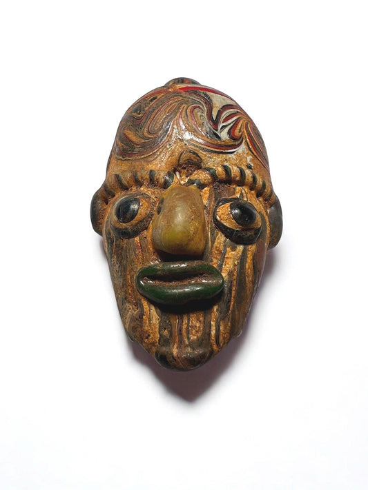 Antique Phoenician Mosaic Glass Face Pendant – Handmade Historical Jewelry