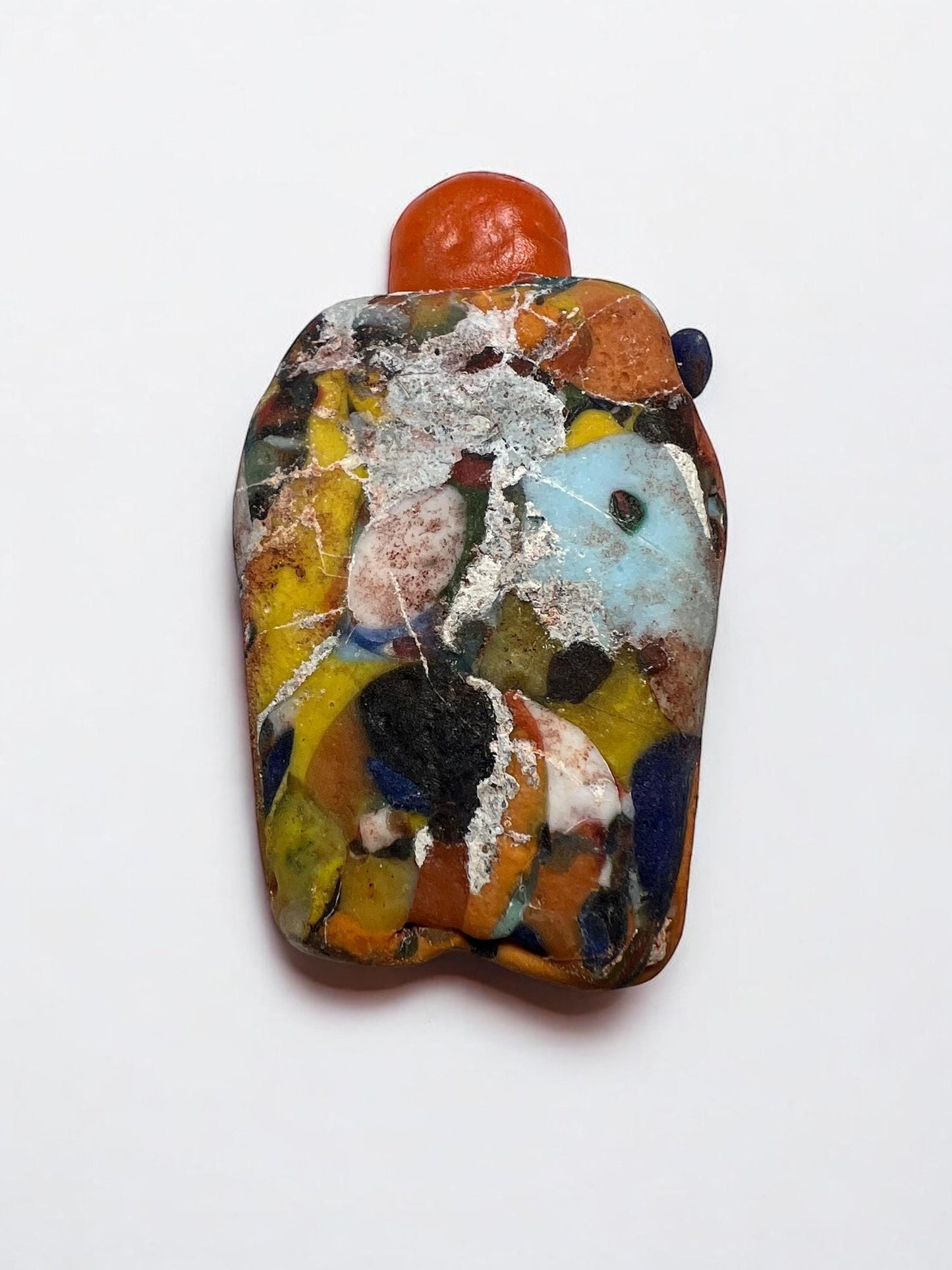 Antique Phoenician Mosaic Glass Face Pendant – Handmade Historical Jewelry