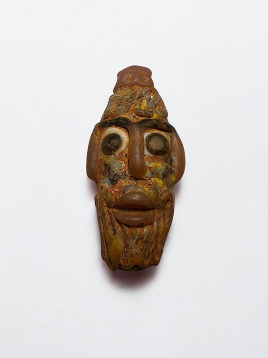 Antique Phoenician Mosaic Glass Face Pendant – Handmade Historical Jewelry