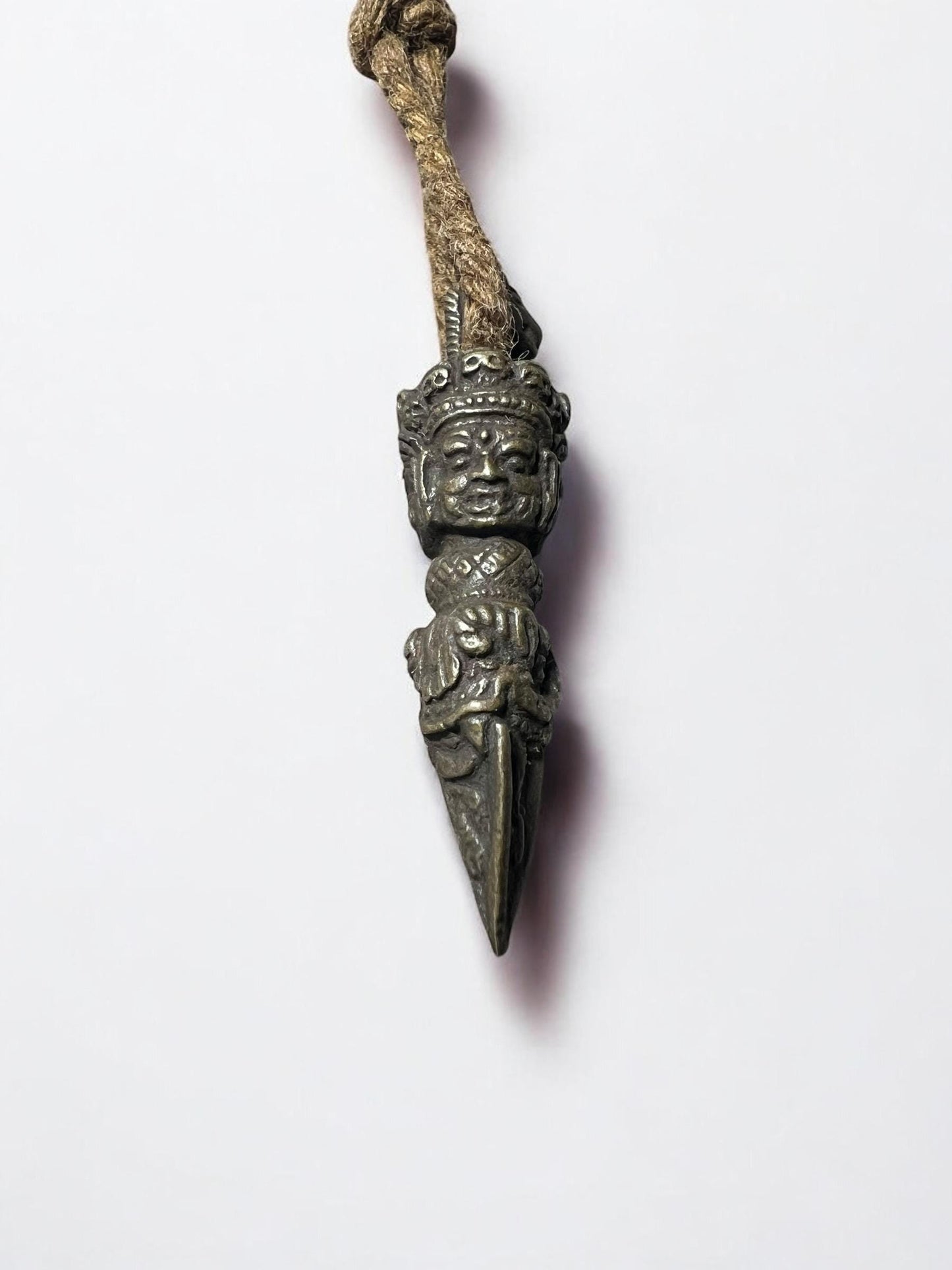 Mini Brass Vajra Phurba Pendant: Tibetan Buddhist Amulet