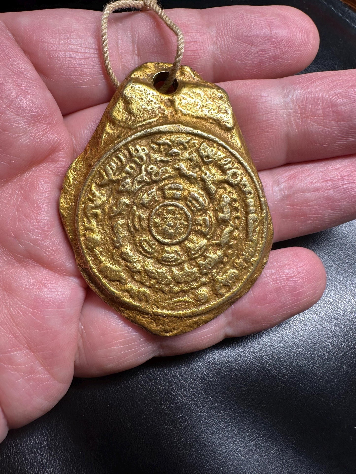 Brass Nine Palace Bagua Talisman Pendant – Traditional Feng Shui Amulet
