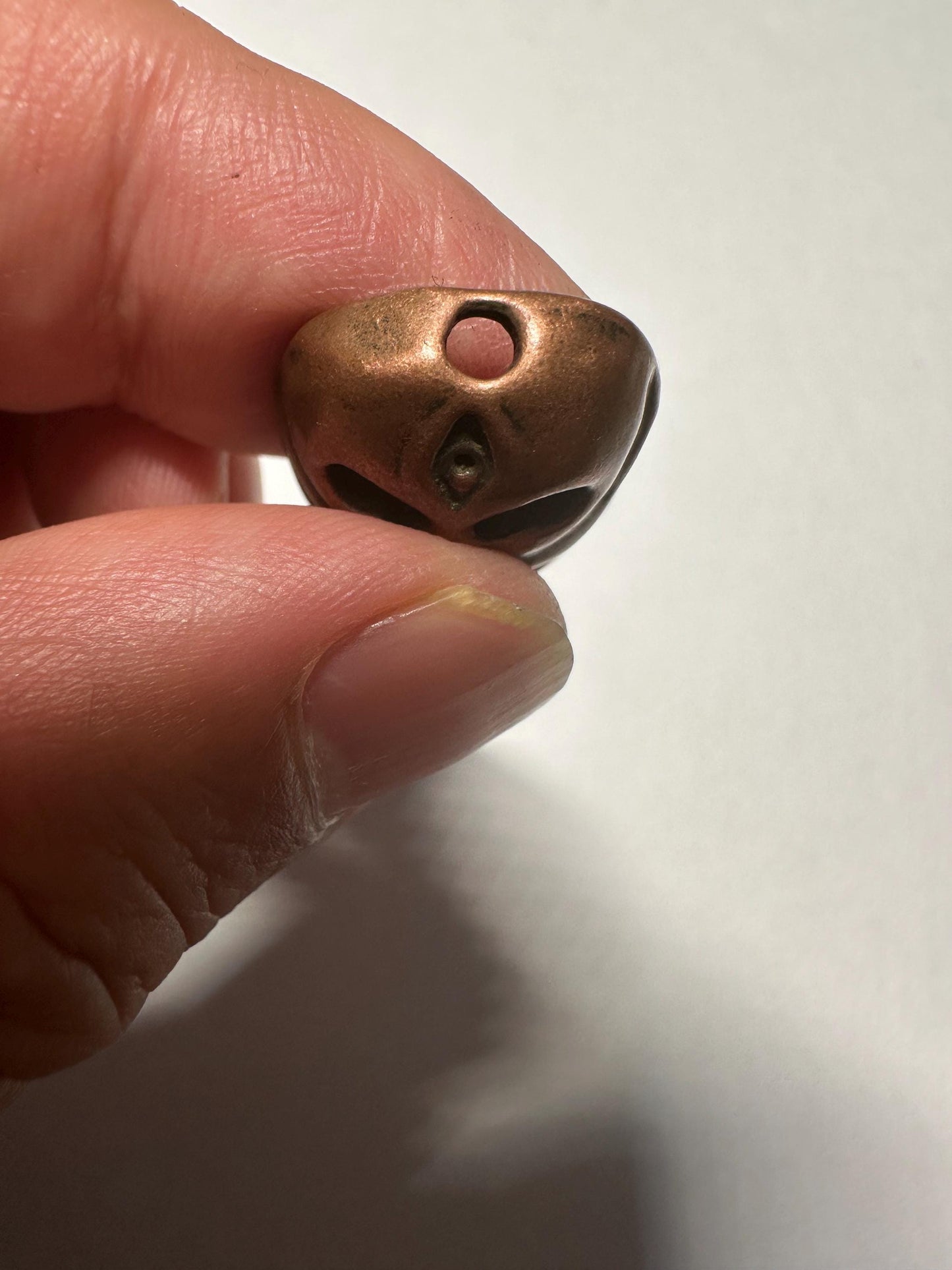 Tibetan Skull Bead Pendant: Handcrafted Copper Brass Vajra Charm