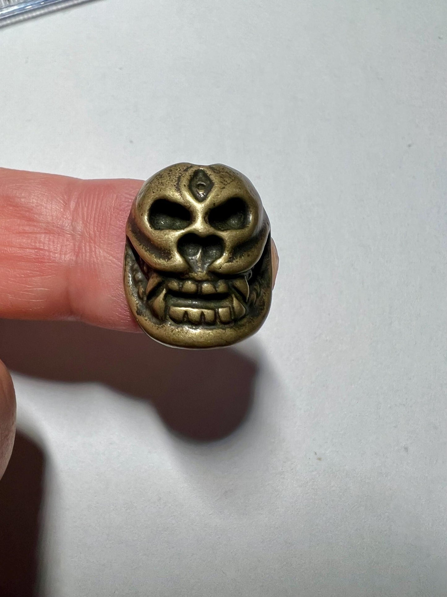 Tibetan Skull Bead Pendant: Handcrafted Copper Brass Vajra Charm
