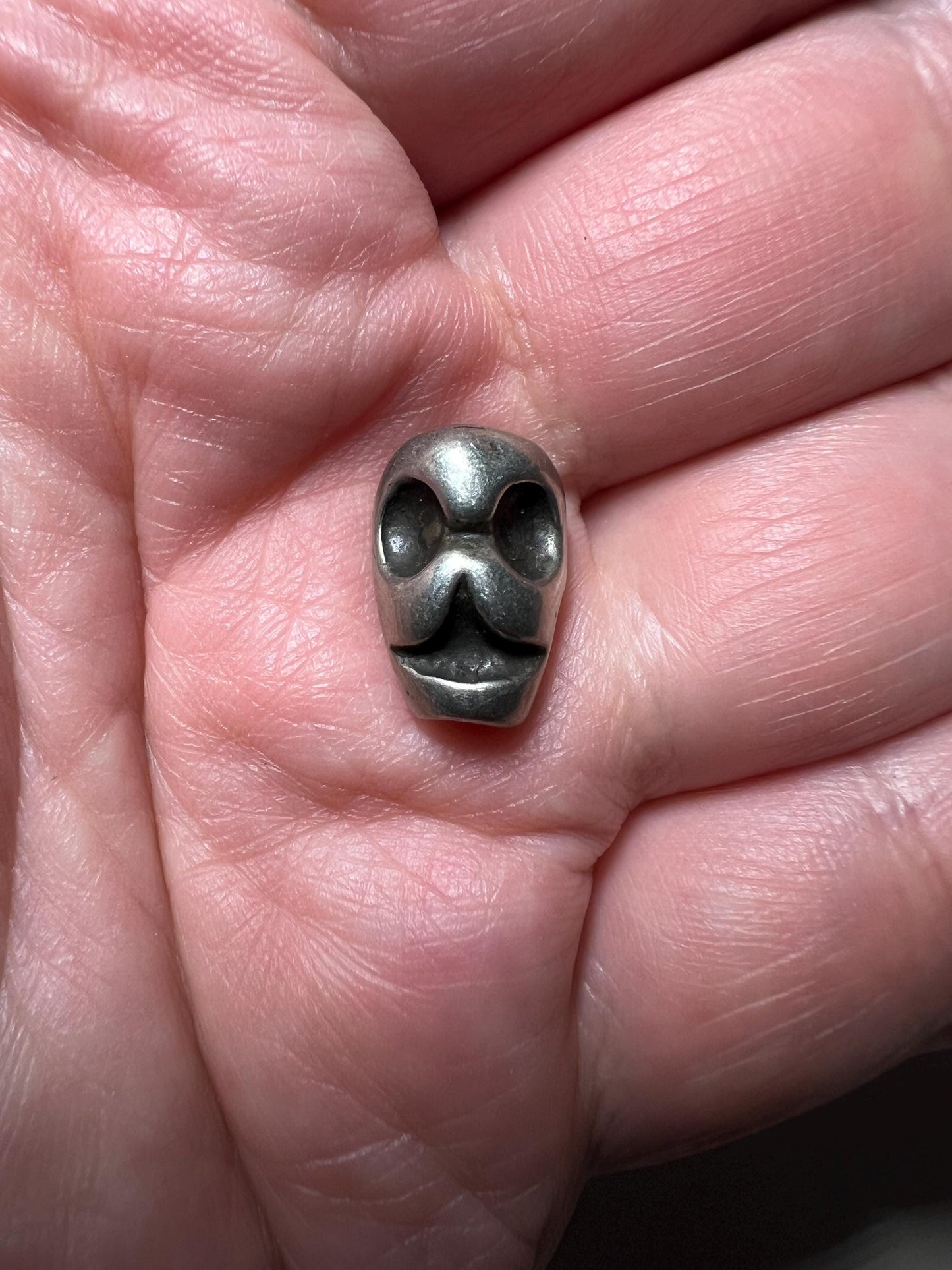 Nepalese Skull Spacer Bead: Handmade Brass & Silver Om Mala Bead