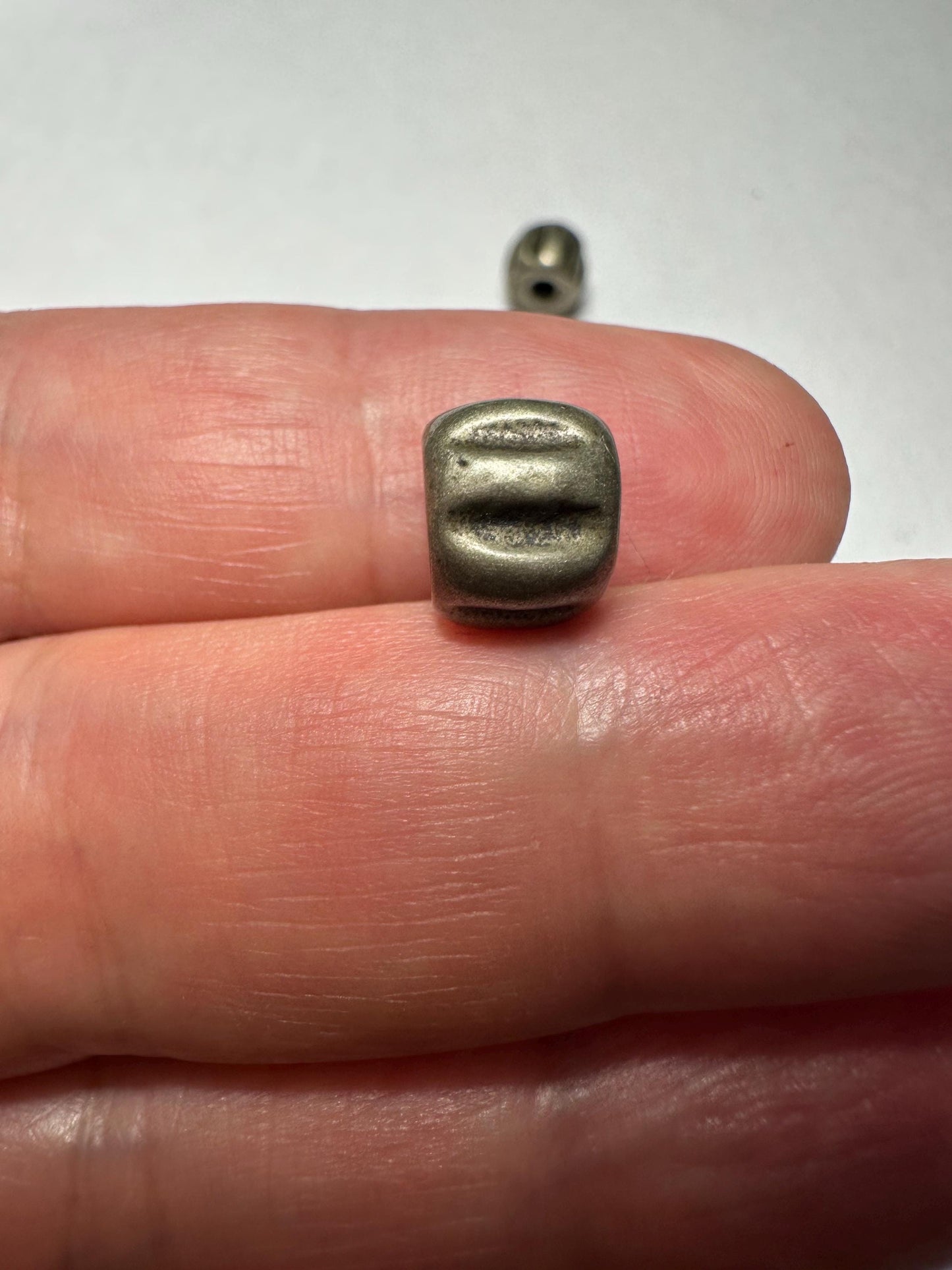 Nepal Brass Guru Beads: Ridged Tribal Jewelry Spacers - Set of 2