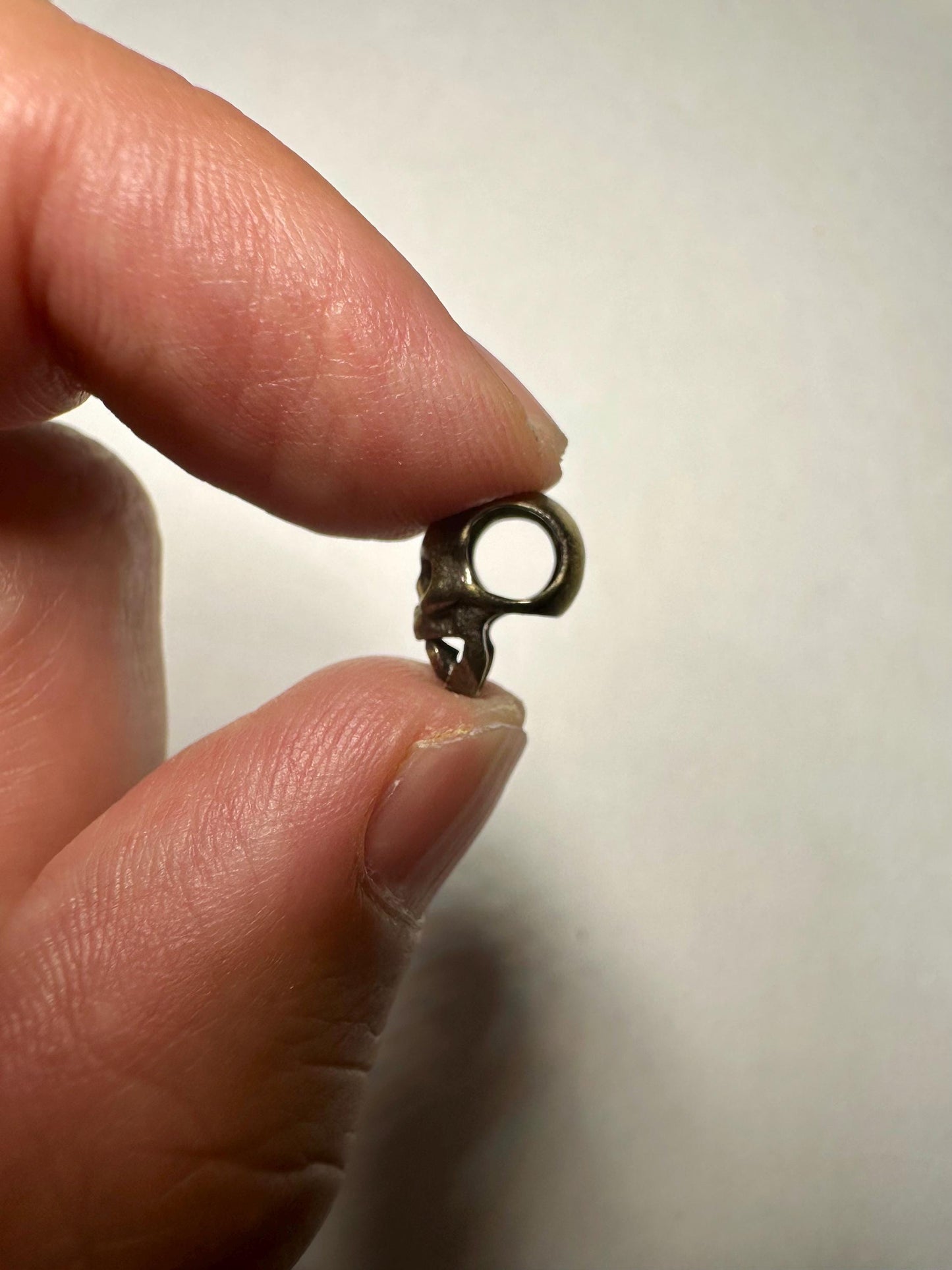 Antique Brass Skull Guru Bead: Tibetan Mala Connector, Macabre Jewelry