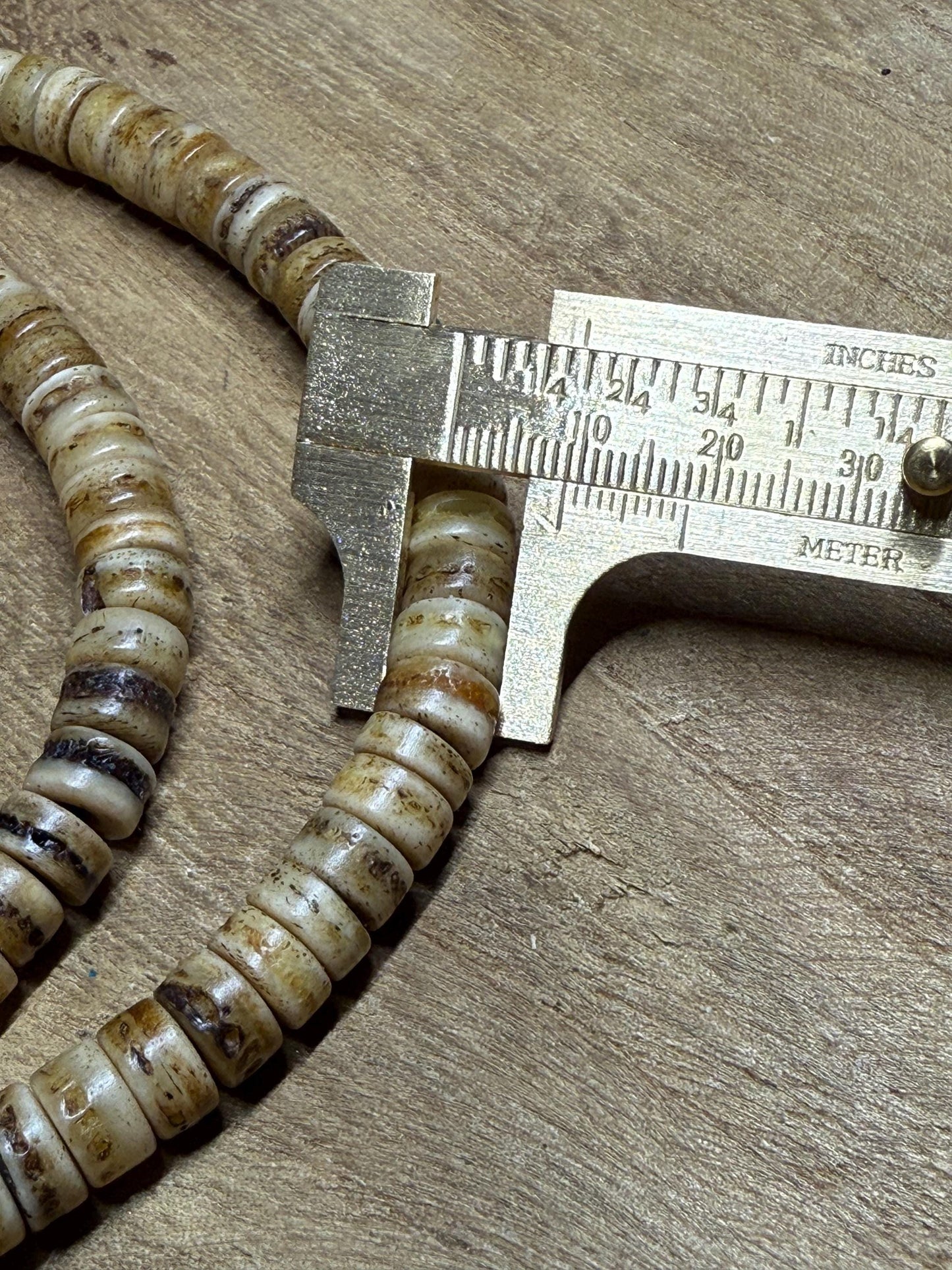 Tibetan Yak Bone Mala: Brass Kapala, Vintage Glass Inlays, Handmade Prayer Beads