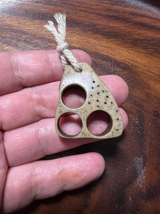 Tibetan Tantric Yak Bone Pendant – Hand-Carved Kapala Style Amulet Necklace