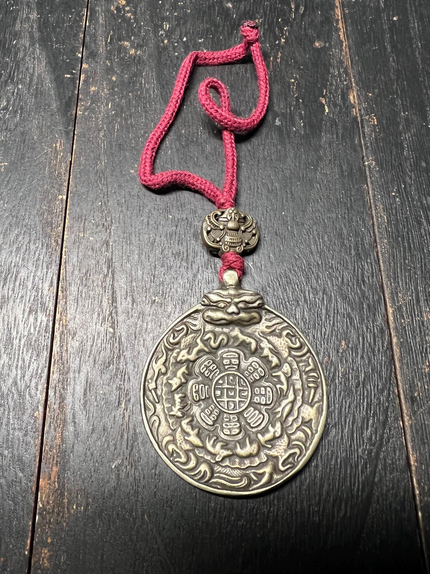 Vintage Tibetan Brass Bagua Amulet: Feng Shui Protection Talisman