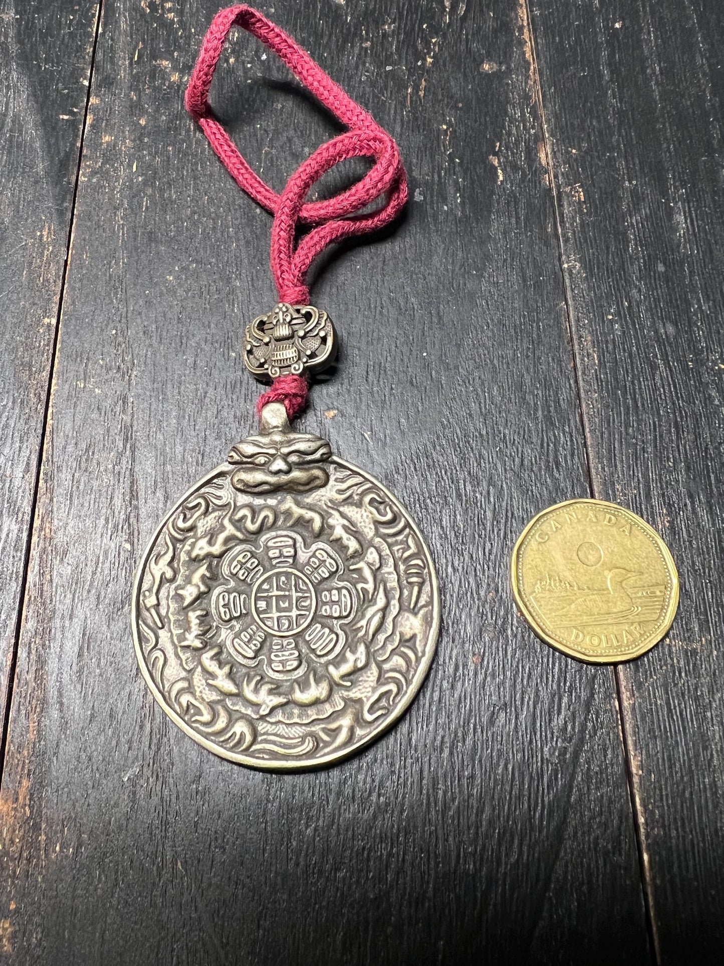 Vintage Tibetan Brass Bagua Amulet: Feng Shui Protection Talisman