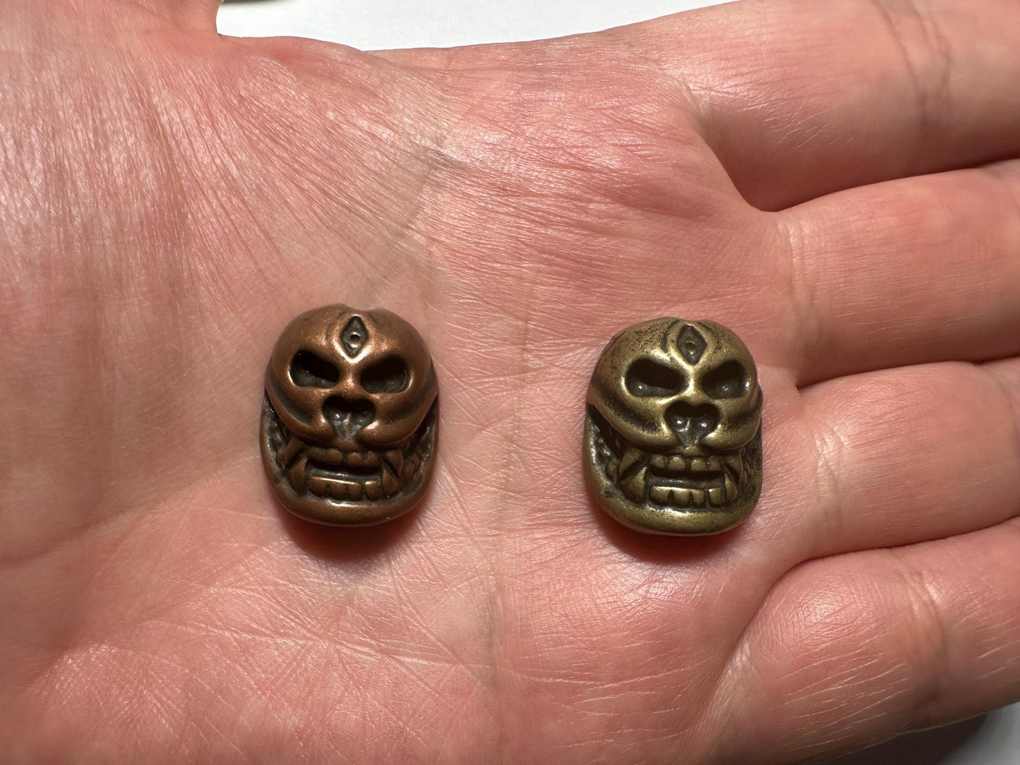 Tibetan Skull Bead Pendant: Handcrafted Copper Brass Vajra Charm