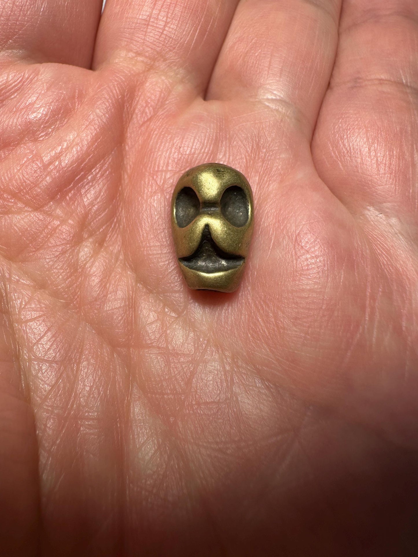 Nepalese Skull Spacer Bead: Handmade Brass & Silver Om Mala Bead