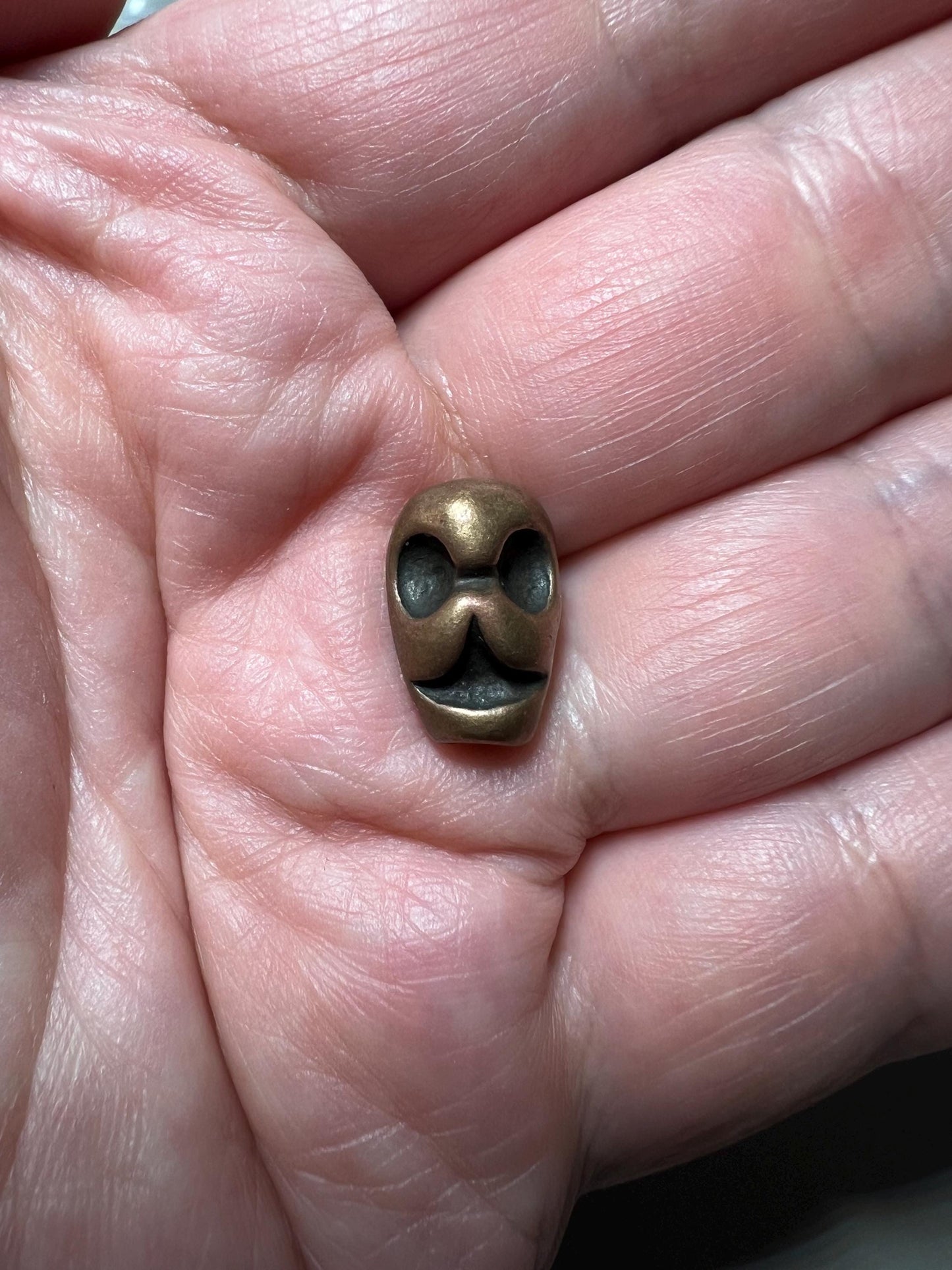 Nepalese Skull Spacer Bead: Handmade Brass & Silver Om Mala Bead