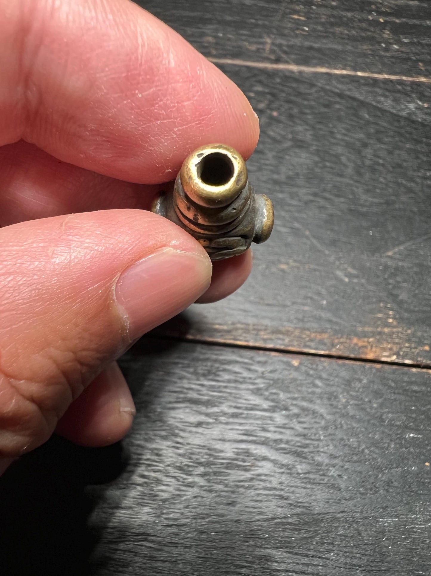 Tibetan Skull Guru Bead: Brass Mala Connector - Yellow or White Brass