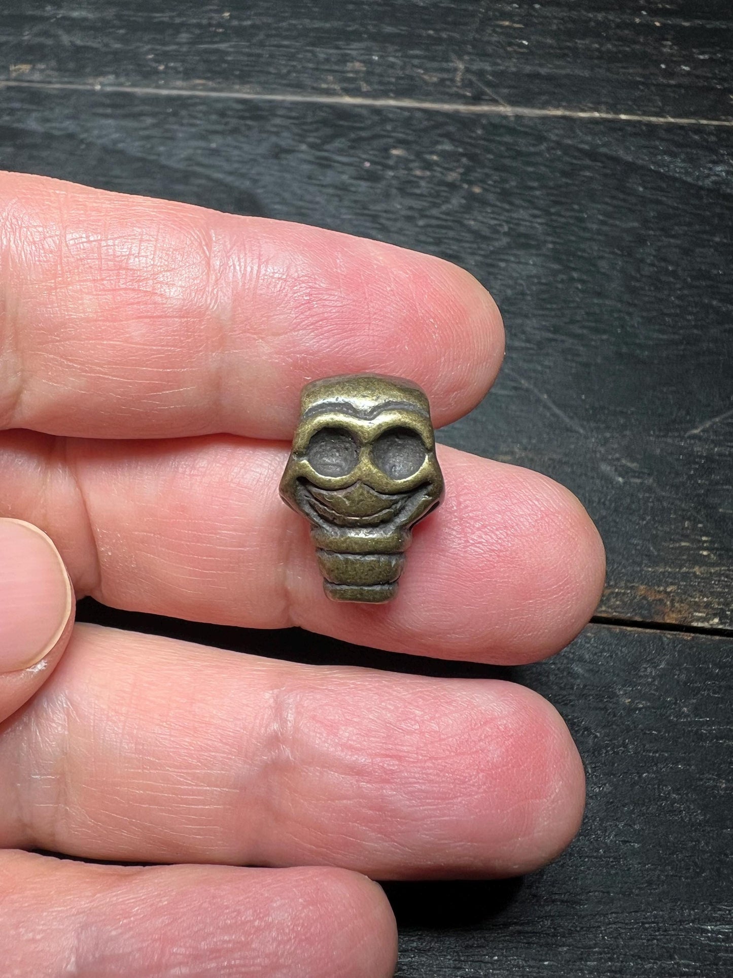 Citipati Skull Guru Bead: Lima Brass Tibetan Amulet Connector