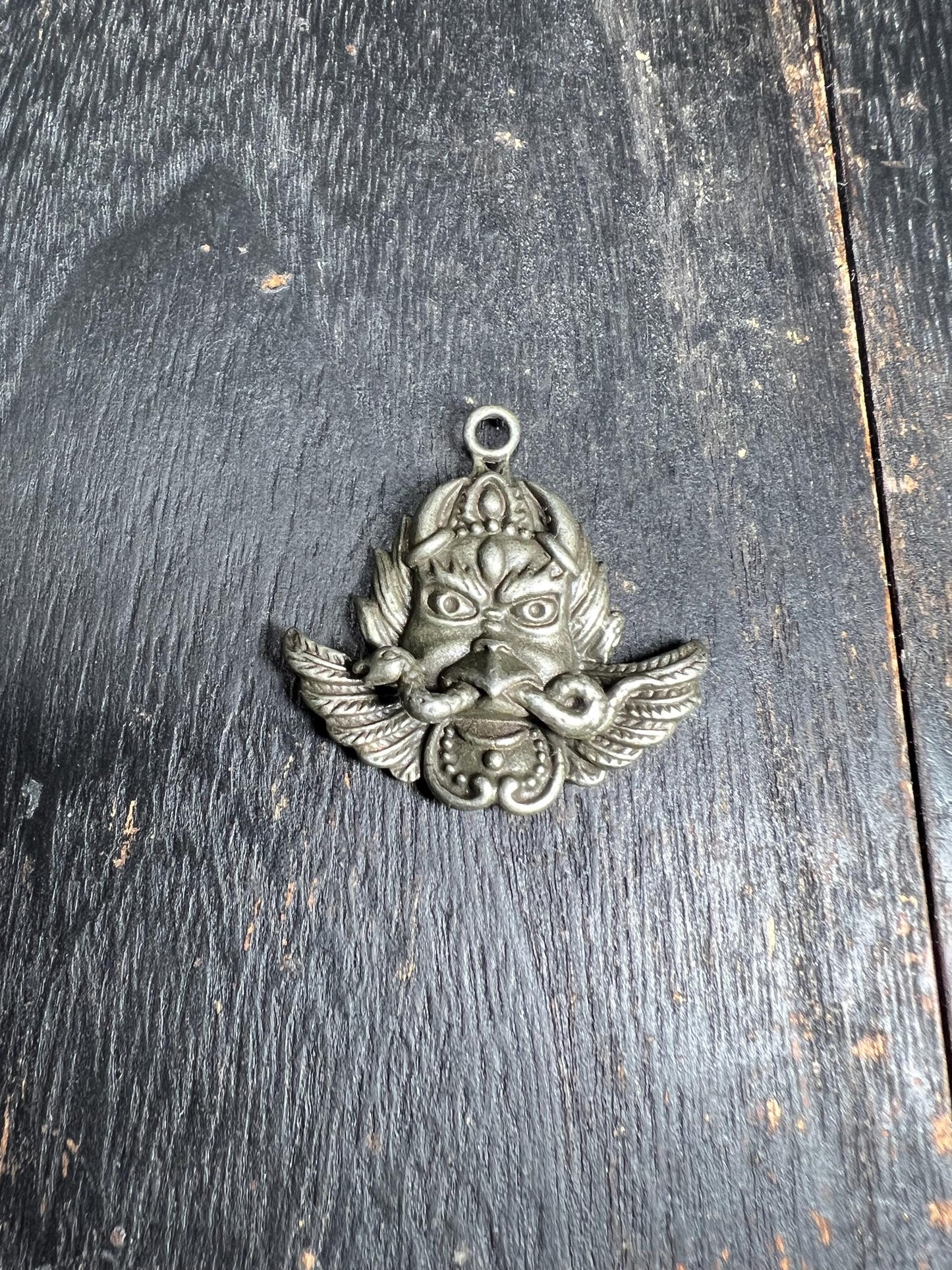 Tibetan Garuda Pendant: Silver Winged Eagle Amulet, Buddhist Talisman
