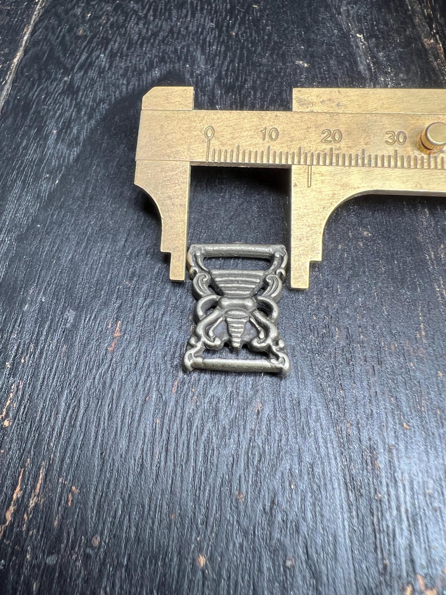 Vintage Tibetan Stupa Book Buckle: White Brass Buddhist Amulet