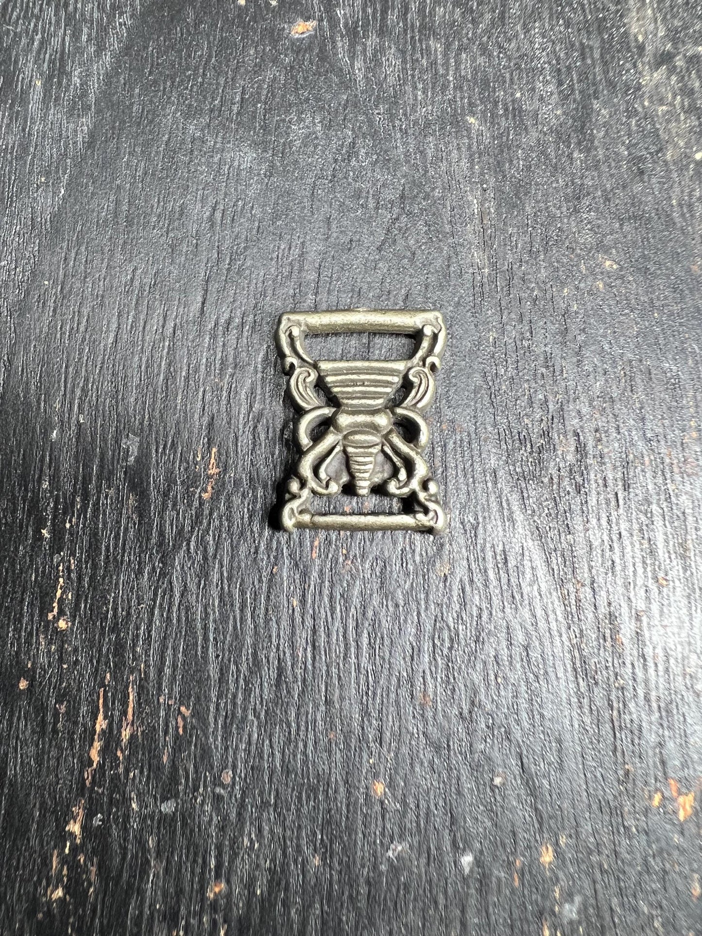 Vintage Tibetan Stupa Book Buckle: White Brass Buddhist Amulet
