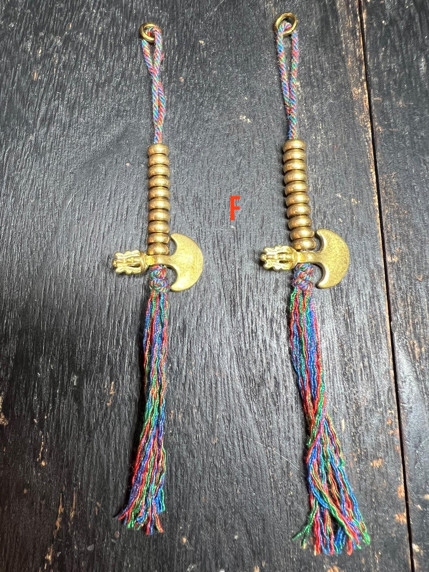 Brass Tibetan Mala Counters: Dorje & Crescent Blade - Prayer Bead Accessory