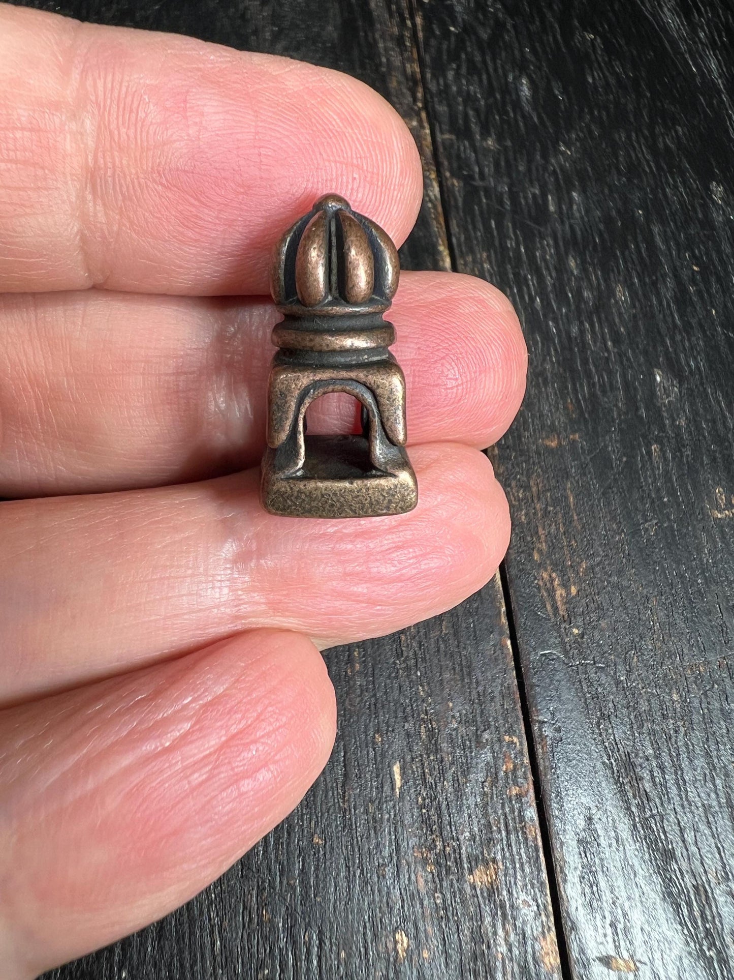 Vintage Tibetan Skull Guru Bead: Brass & White Brass Mala Connector