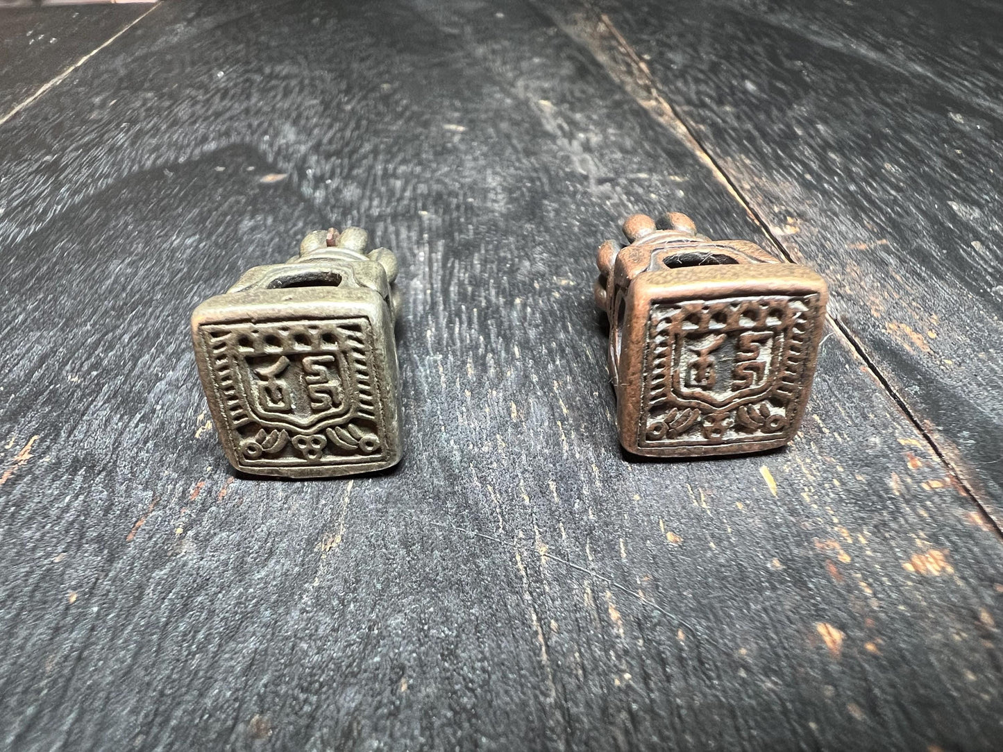 Vintage Tibetan Skull Guru Bead: Brass & White Brass Mala Connector
