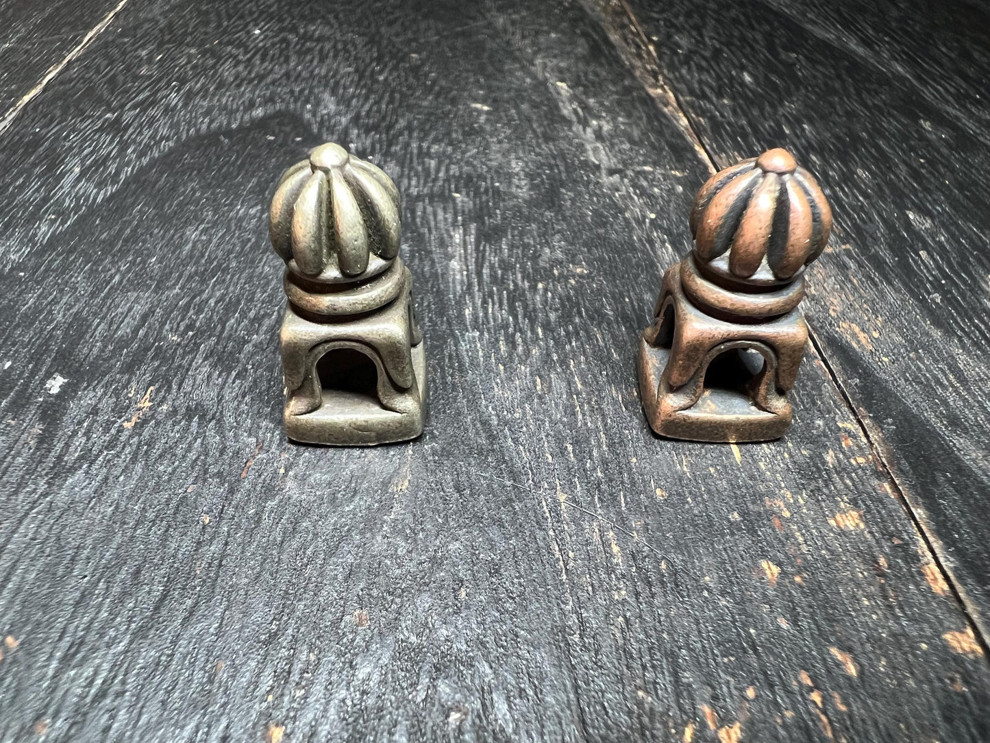Vintage Tibetan Skull Guru Bead: Brass & White Brass Mala Connector