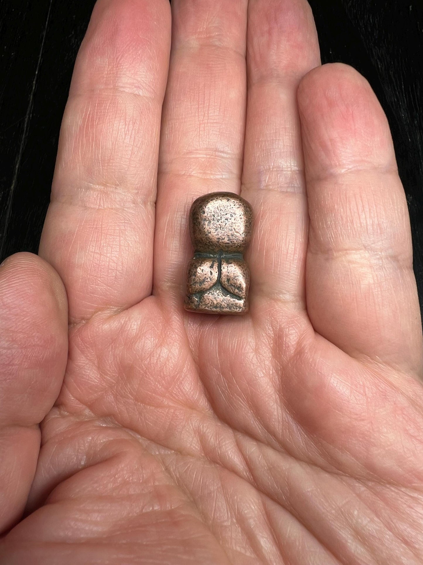 Tibetan Thogchag Skull Amulet: Vintage Brass/Copper Buddhist Seal Bead