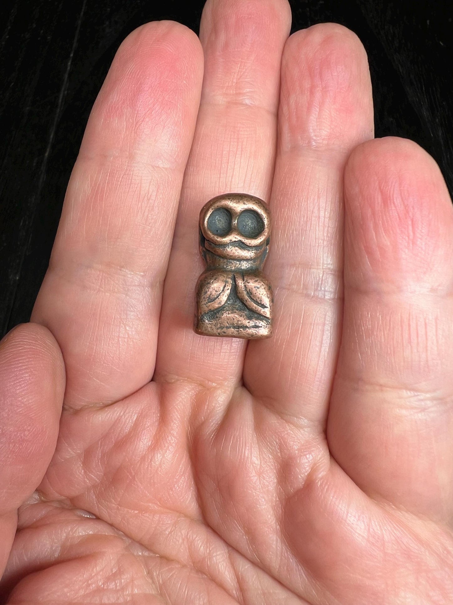 Tibetan Thogchag Skull Amulet: Vintage Brass/Copper Buddhist Seal Bead