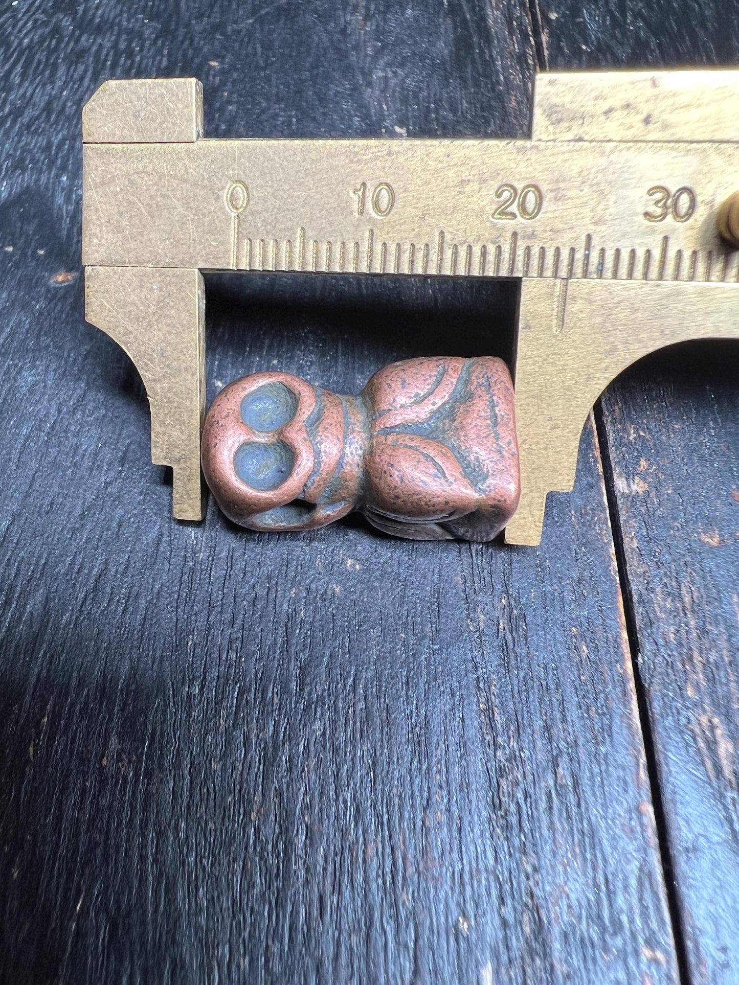 Tibetan Thogchag Skull Amulet: Vintage Brass/Copper Buddhist Seal Bead