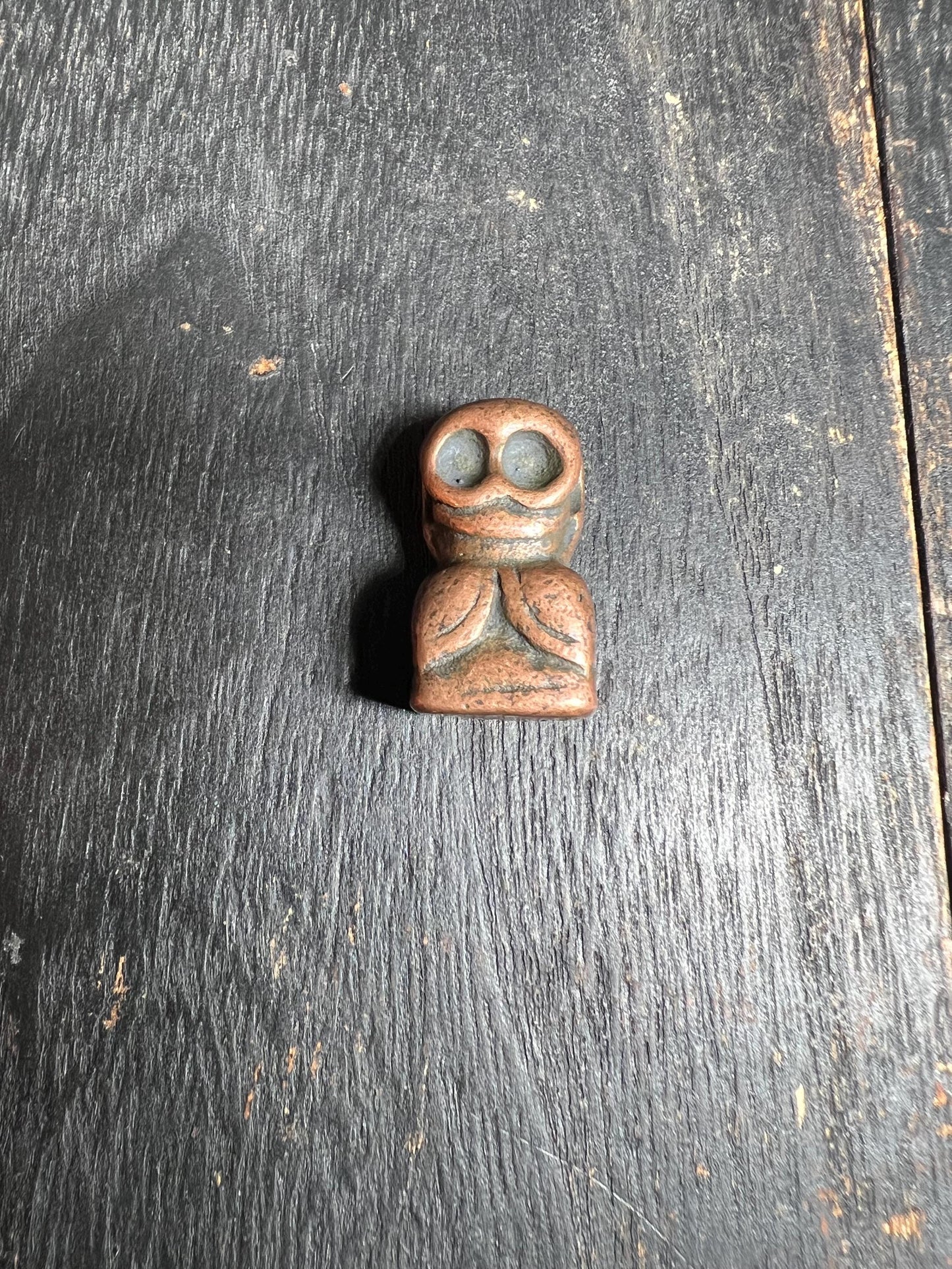Tibetan Thogchag Skull Amulet: Vintage Brass/Copper Buddhist Seal Bead