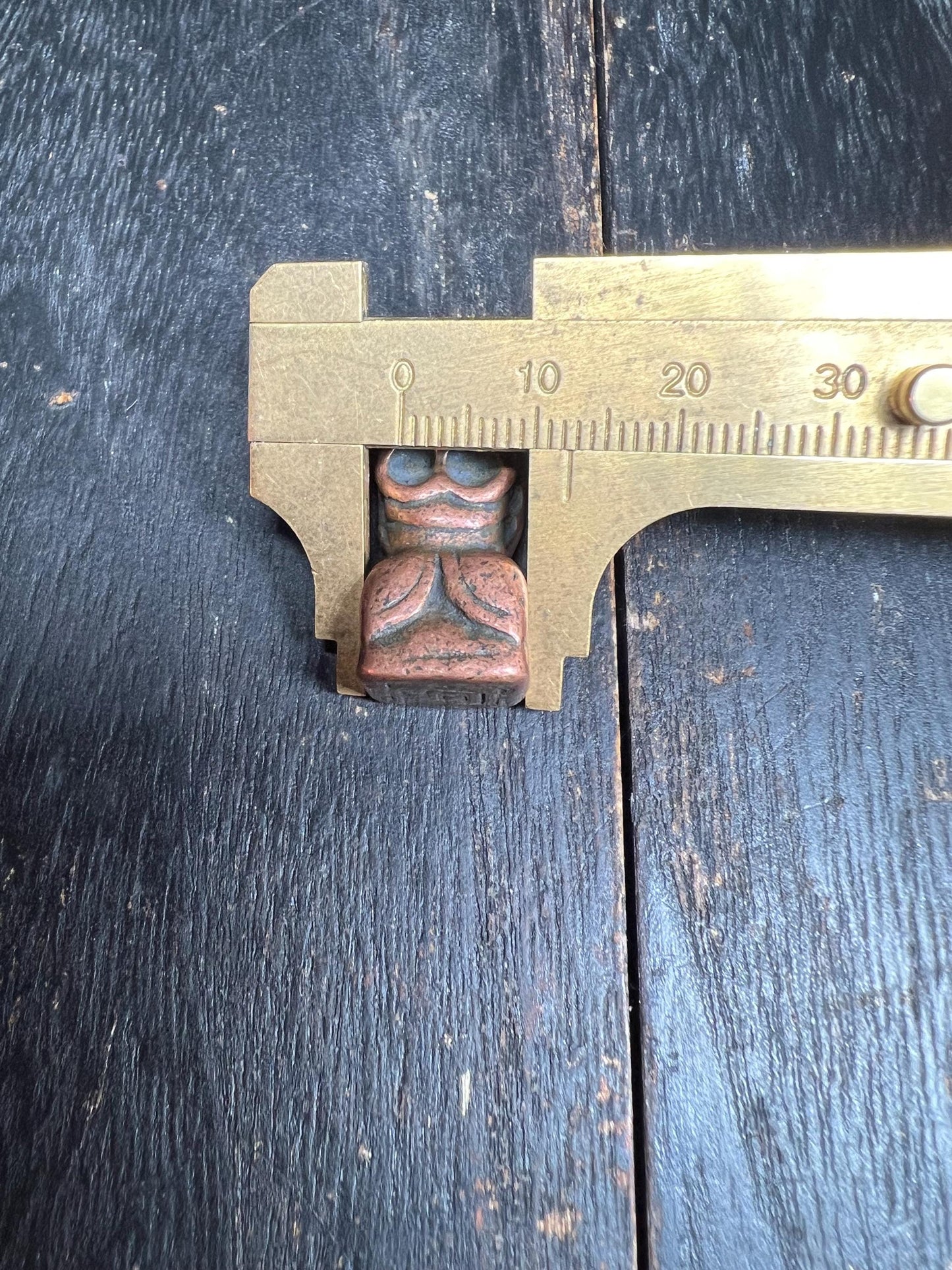 Tibetan Thogchag Skull Amulet: Vintage Brass/Copper Buddhist Seal Bead