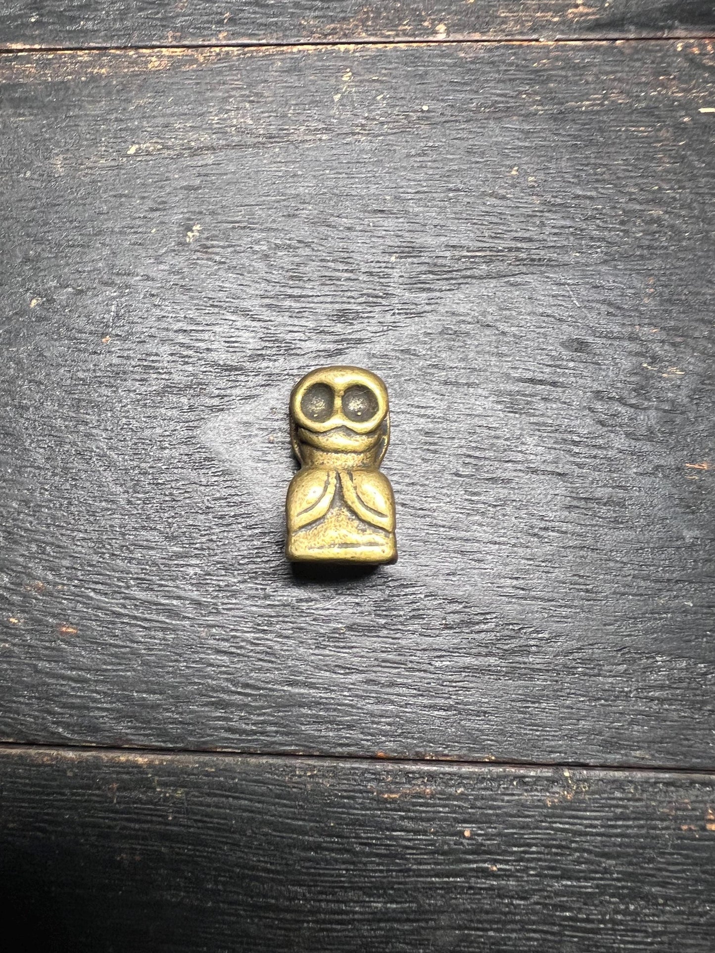 Tibetan Thogchag Skull Amulet: Vintage Brass/Copper Buddhist Seal Bead