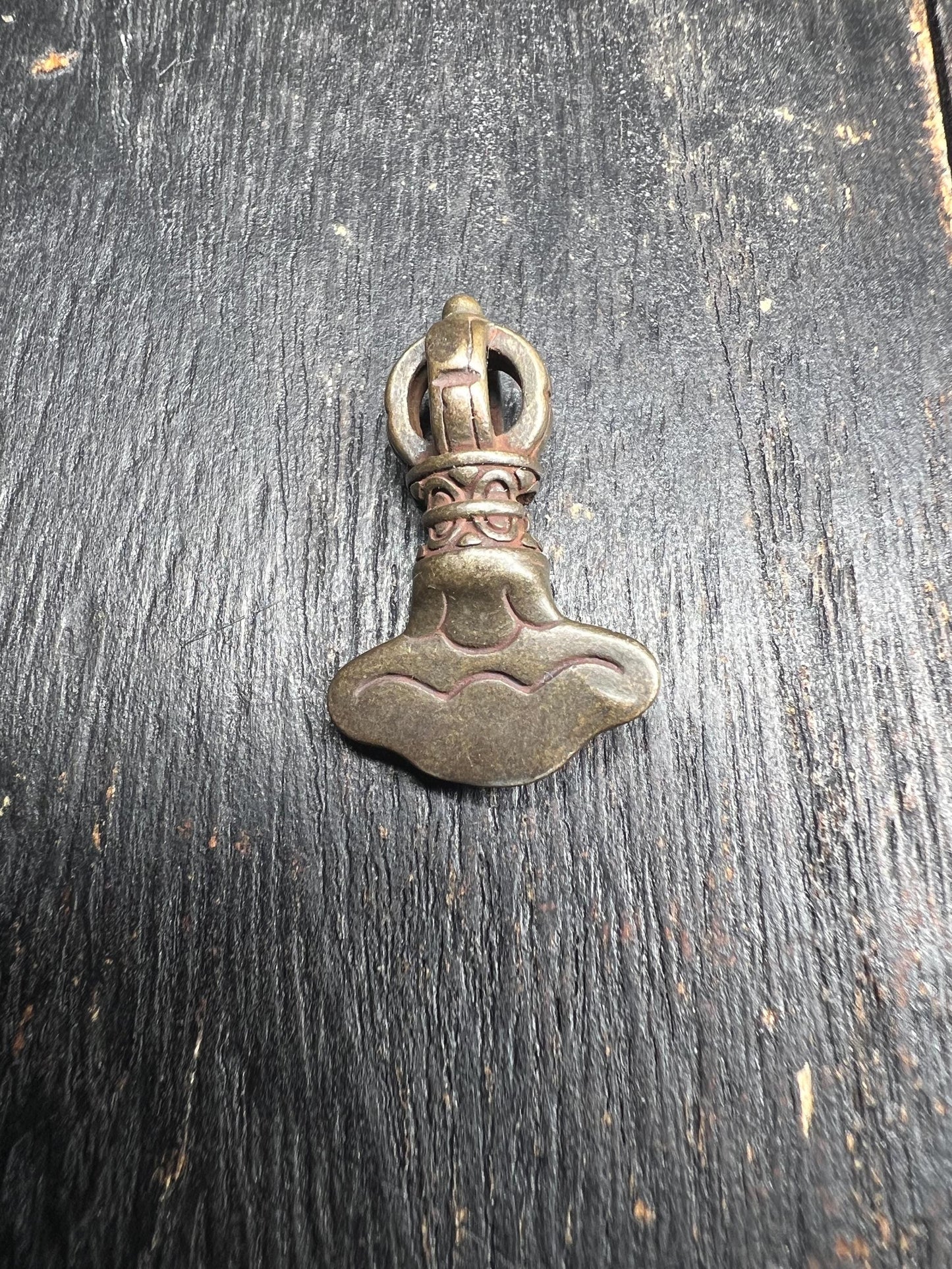 Vintage-Style Tibetan Brass/White Brass Ritual Pendant – Dorje & Kartika Vajra Tools – Amulet Spacer Beads