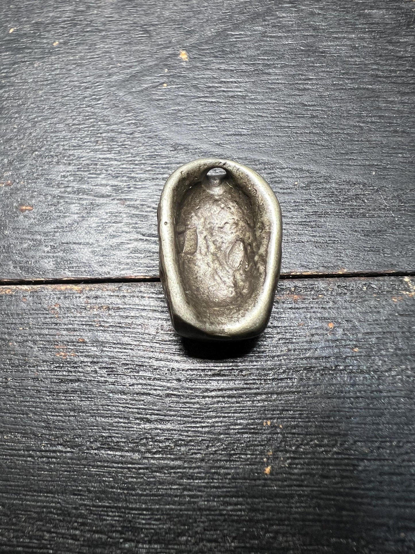 Tibetan Brass Skull Bead Pendant: Vajra Amulet Charm