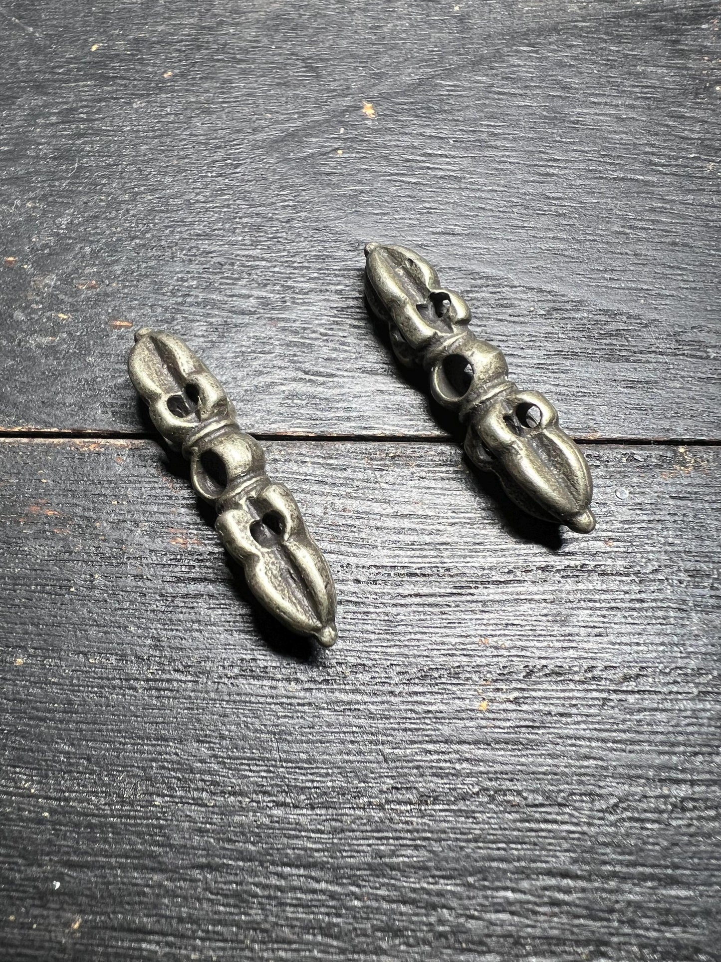 White Copper Vajra Dorje Pendant (Set of 2): Nepal Tibet Amulet