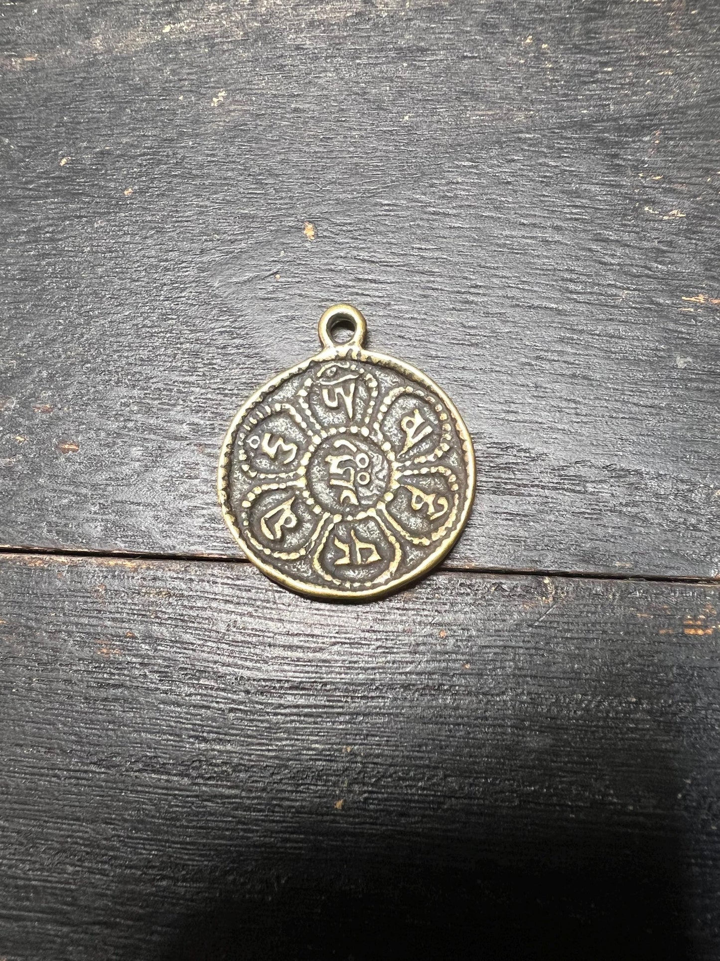 Tibetan Amulet Pendant: Om Mani Padme Hum, Handmade Brass Talisman