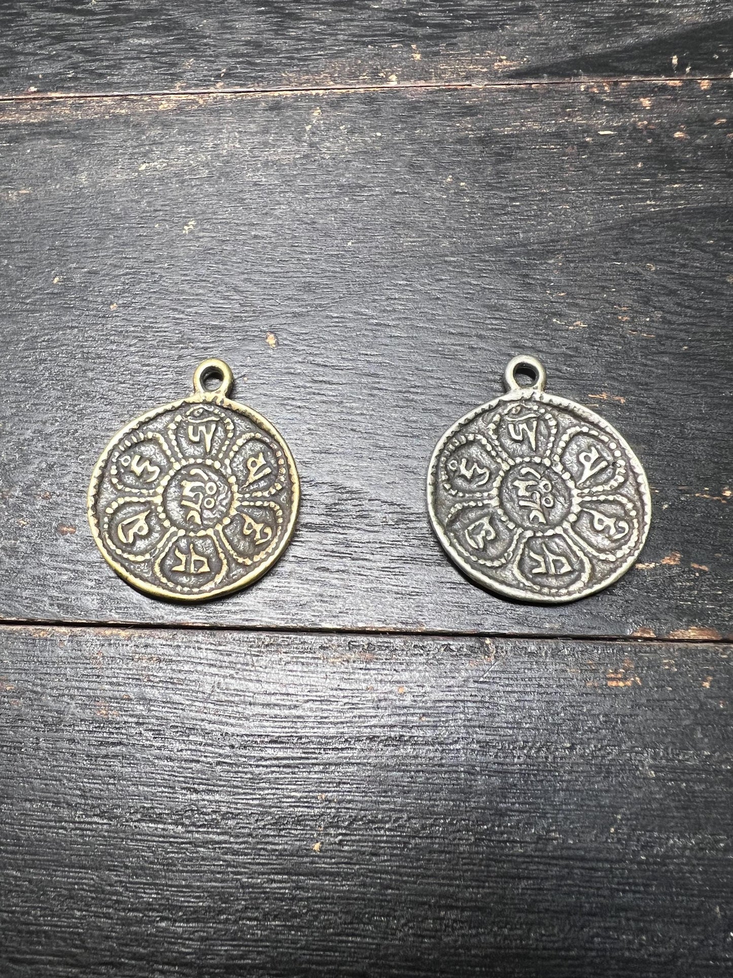 Tibetan Amulet Pendant: Om Mani Padme Hum, Handmade Brass Talisman