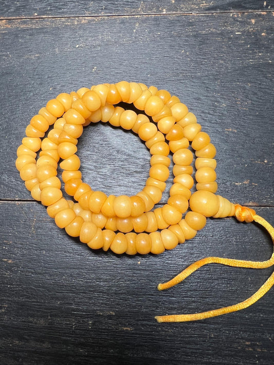 Yak Bone Prayer Beads: Handmade Tibetan Mala Meditation Necklace