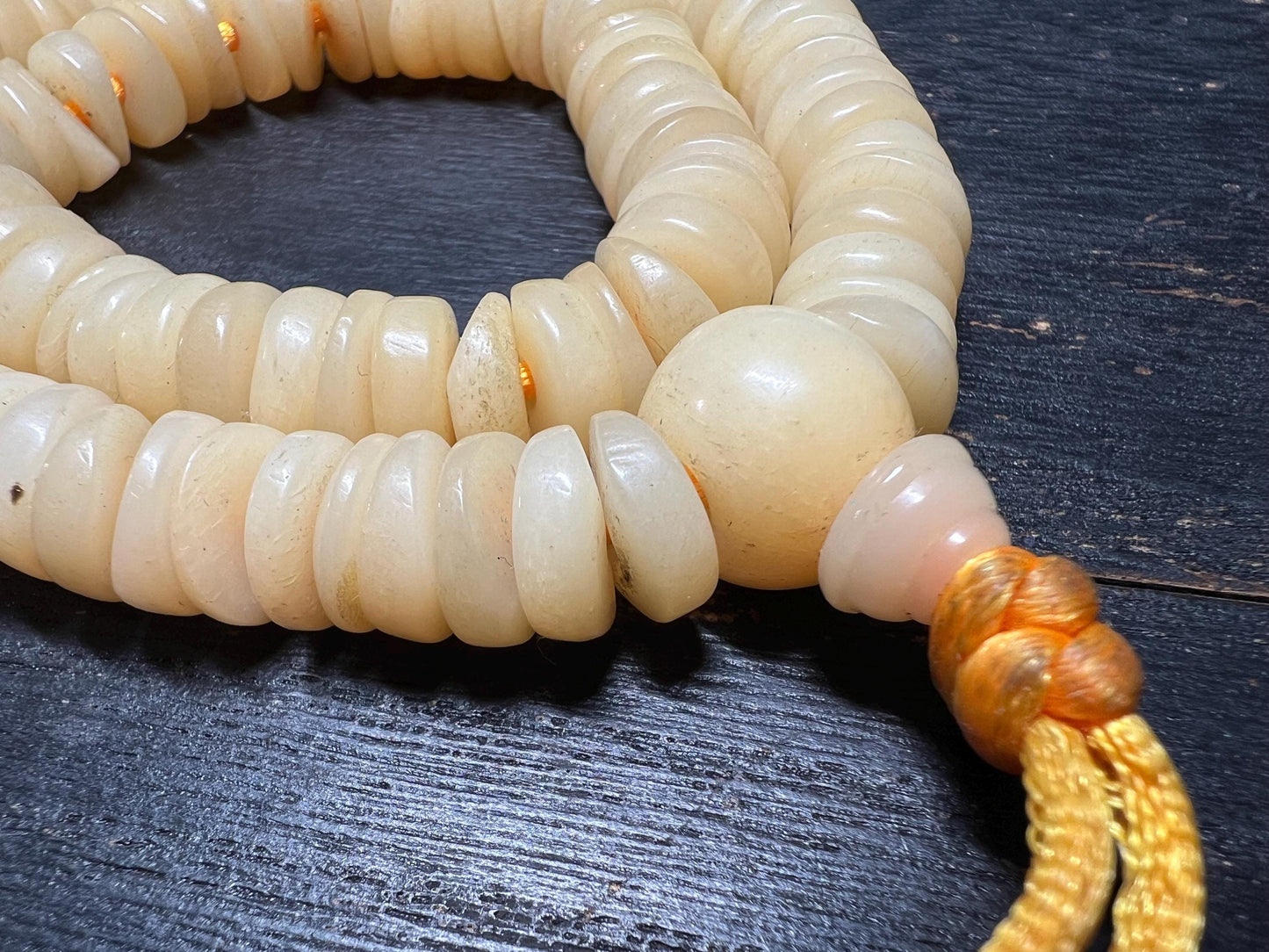 Yak Bone Mala Beads: Tibetan Buddhist Prayer Necklace