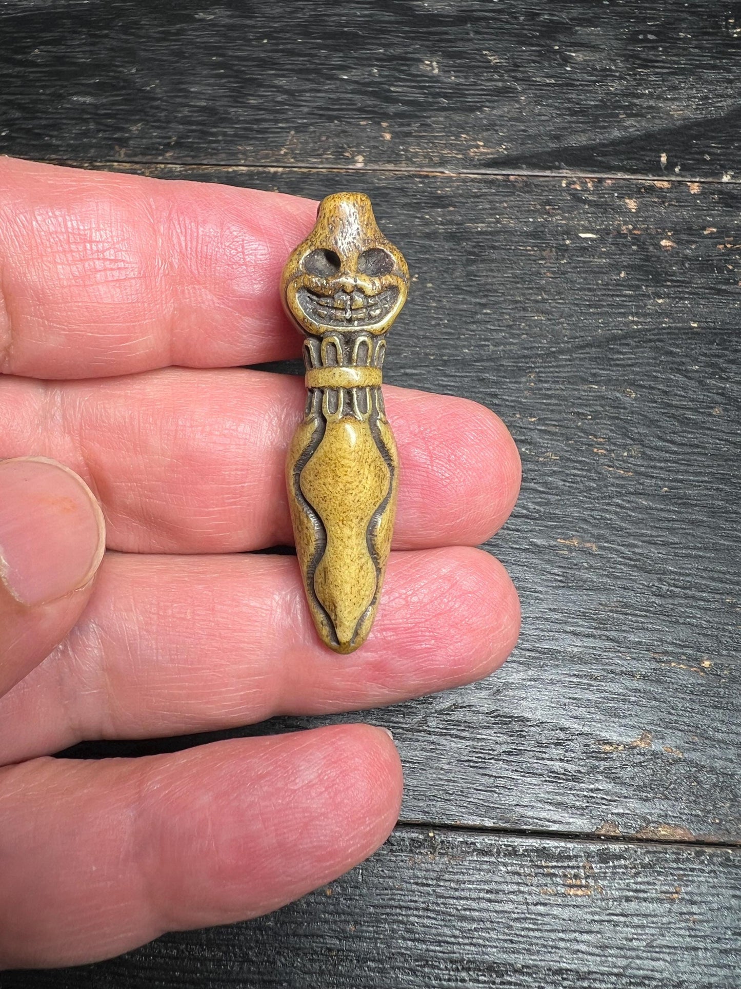 Hand-Carved Yak Bone Amulet Pendant | Tribal Totem Spirit Talisman | Tibetan Buddhist Protection Charm