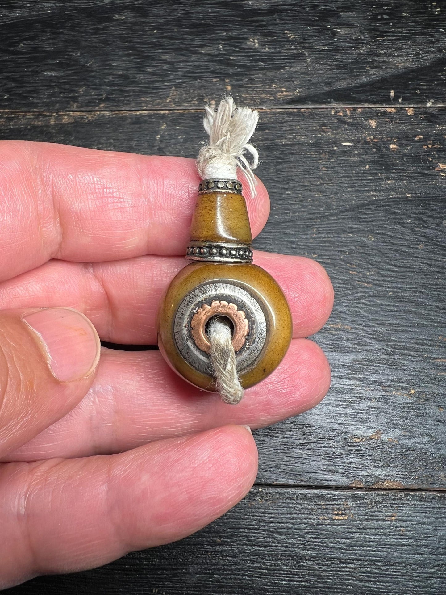Hand-Carved Yak Bone Guru Bead: Tibetan Mala Component with Tassel
