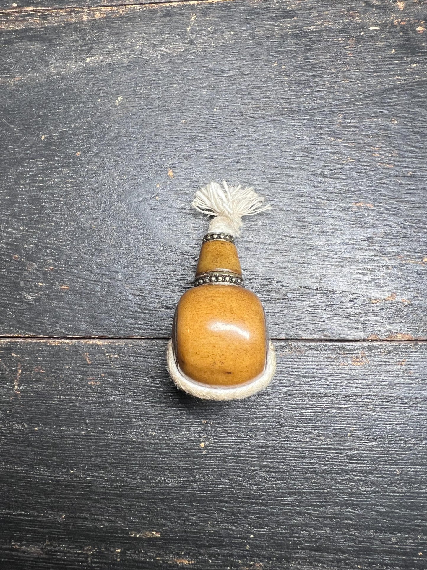 Hand-Carved Yak Bone Guru Bead: Tibetan Mala Component with Tassel