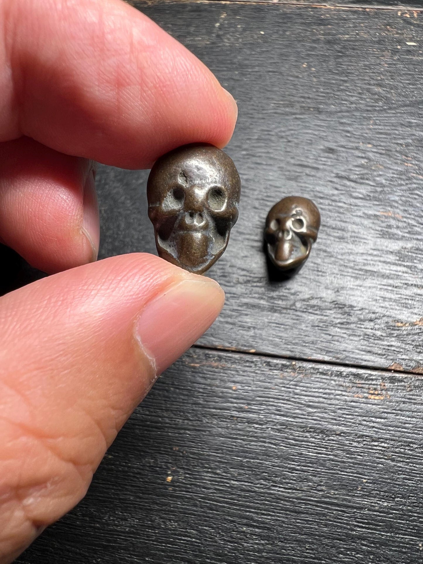 Tibetan Copper Citipati Skull Beads: Buddhist Amulet Pair, Nepal