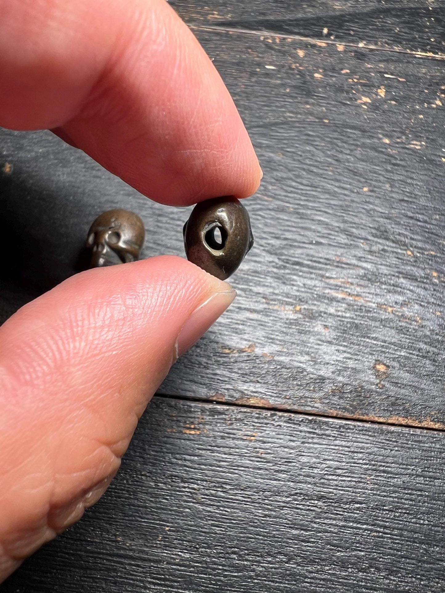 Tibetan Copper Citipati Skull Beads: Buddhist Amulet Pair, Nepal